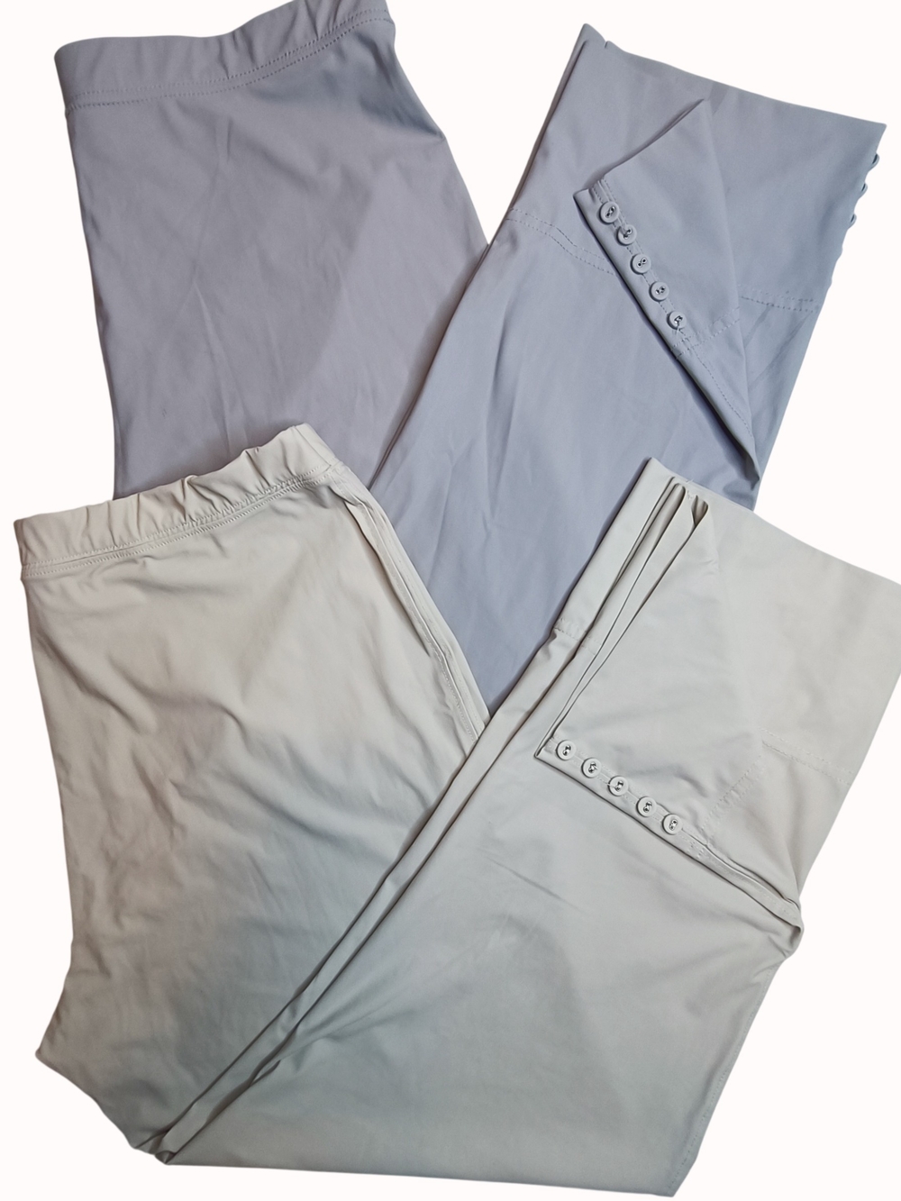 BUNDLE OF 2: IC by Connie K Pull-On Crop Capri Pants Oyster And Light Grey XL
